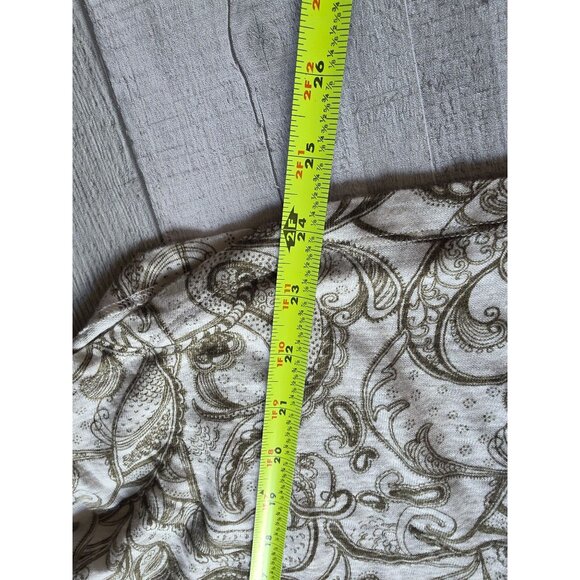 Chicos Womens Paisley Pattern Blouse Size 2 US M/L Beige & Olive Linen - Picture 6 of 7